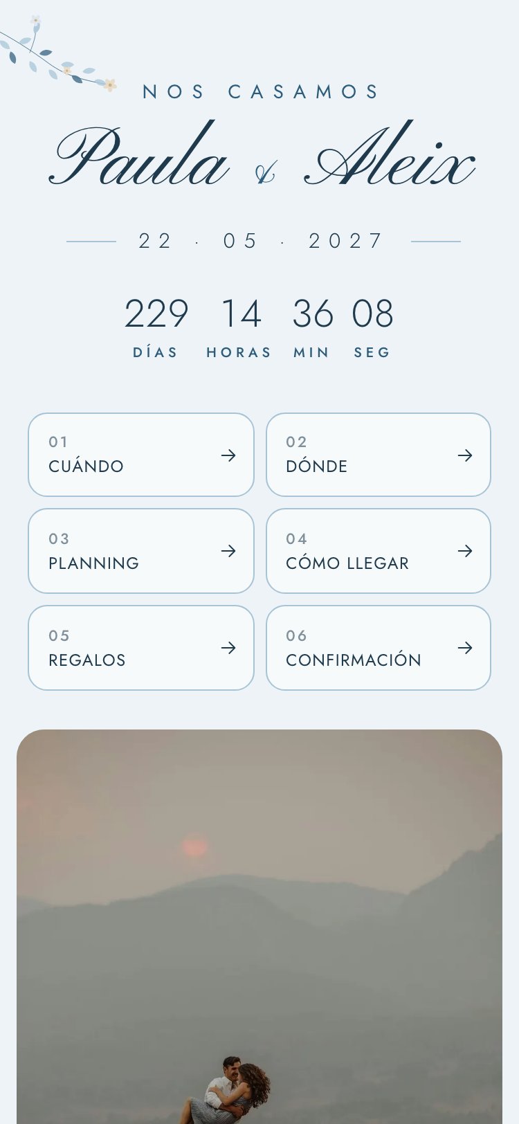 Vista previa de la plantilla Azul en el móvil